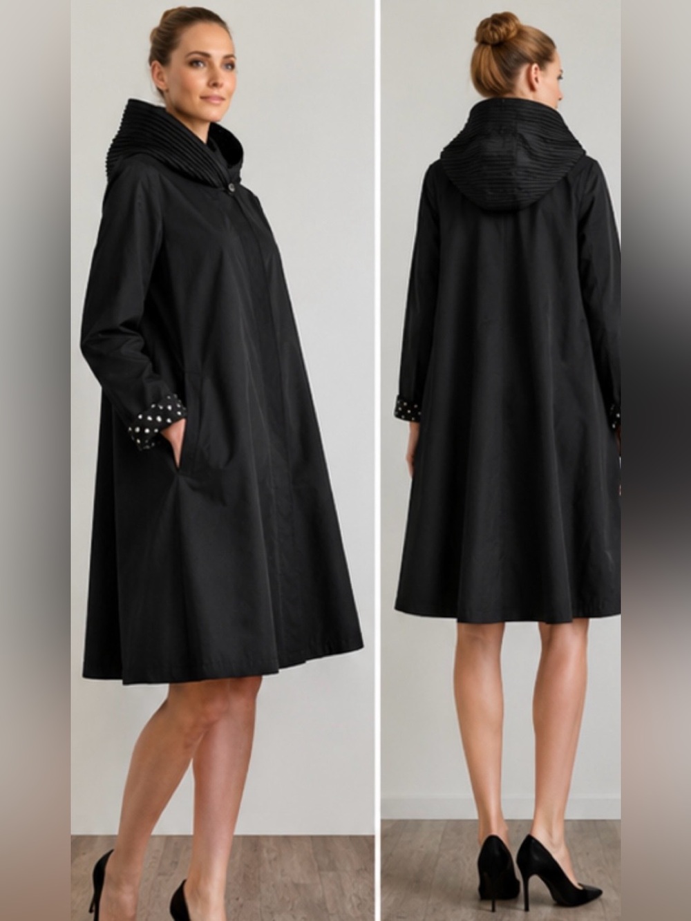 NWT Mycra Pac Donatella Reversible Hooded Swing Raincoat Size 2 M/L & Tote